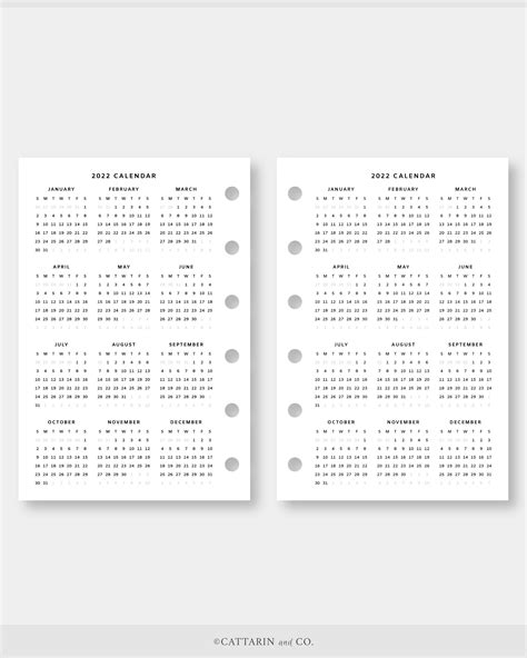Printable Pocket Calendar 2022